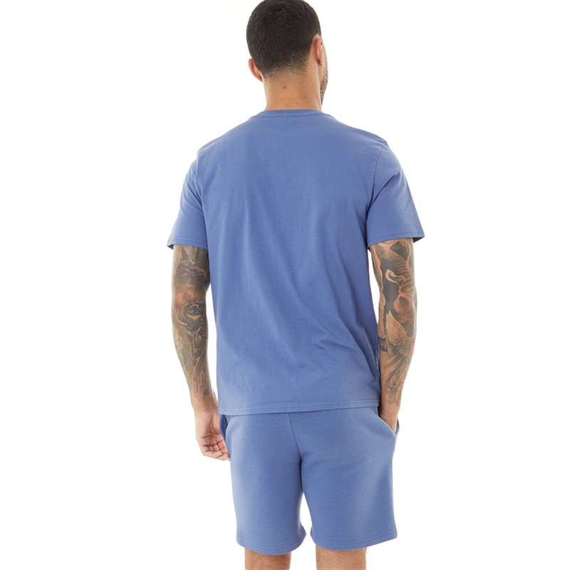 Closure London Herre Tonal Initial T-Shirt og Shorts Co-Ord Vasket Blå