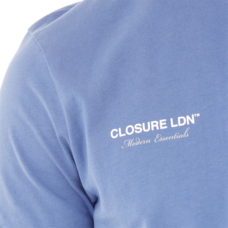 Closure London Mens Tonal Initial T-Shirt And Shorts Co-Ord Washed Blue