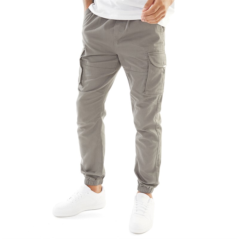 Closure London Mens Washed Utility Cargo Pants Mid Grey