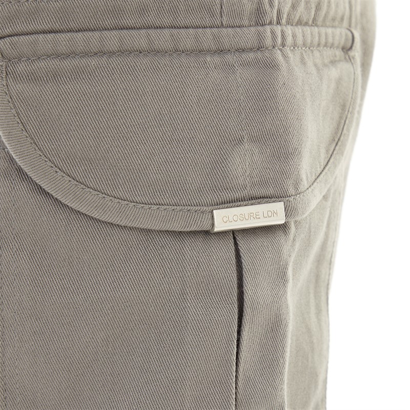 Closure London Mens Washed Utility Cargo Pants Mid Grey