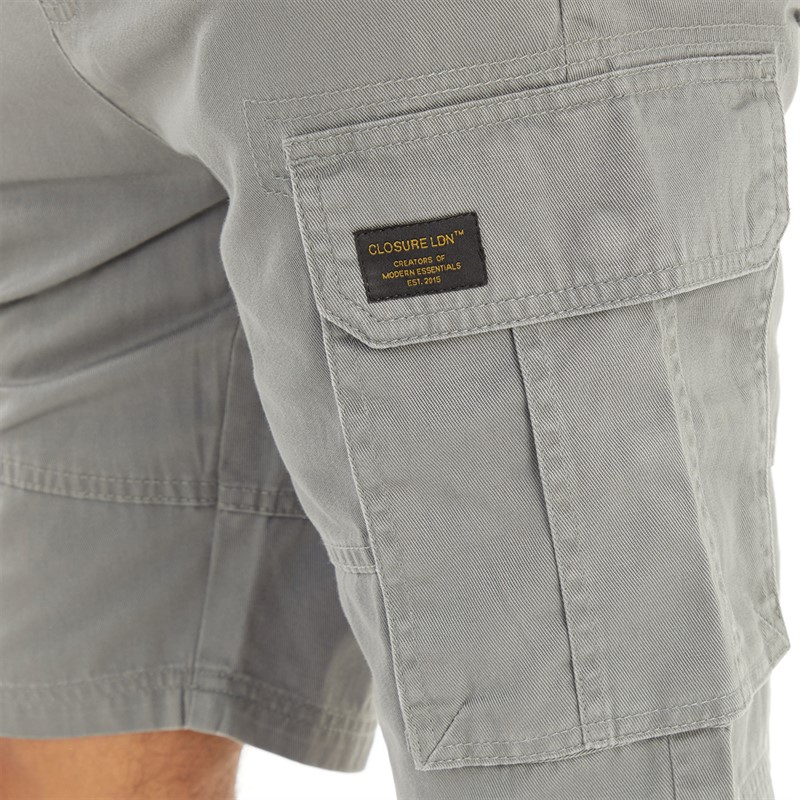 Closure London Mens Utility Cargo Shorts Steel Grey