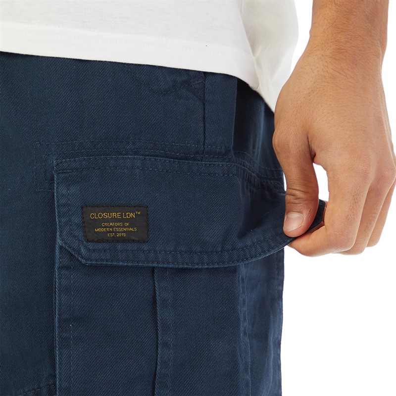 Closure London Mens Utility Cargo Shorts Navy