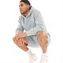 Closure London Herre Hoodie med Dobbelt Logo og Shorts Sæt Grå Blå