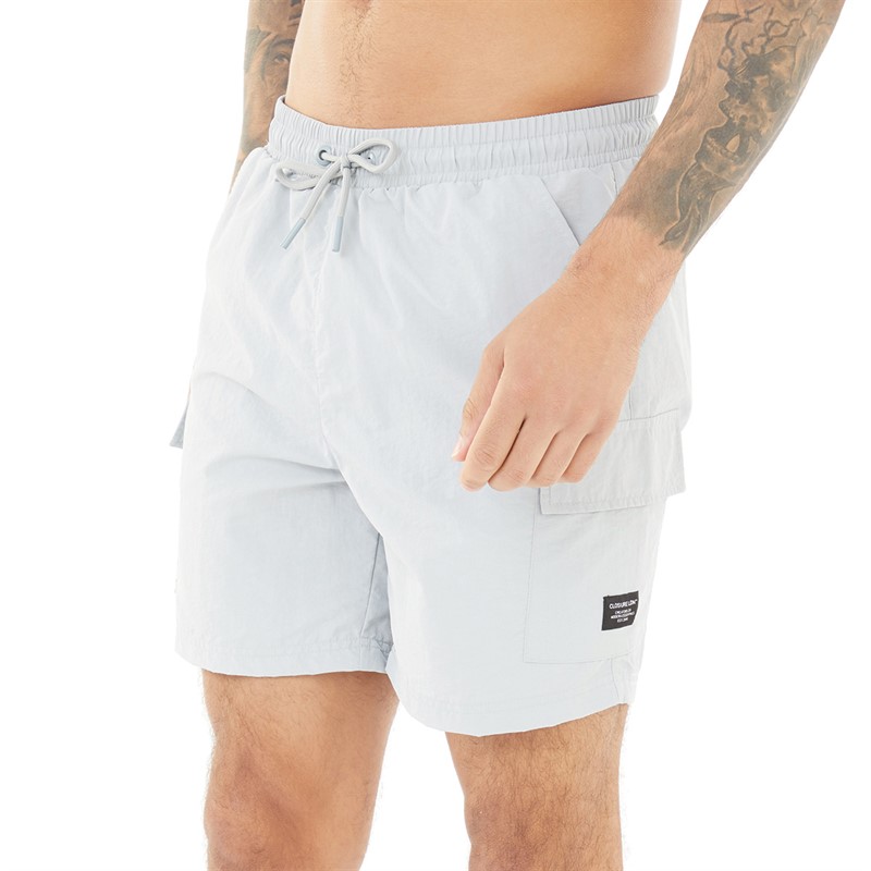 Closure London Mens Cargo Pocket Swim Shorts Grey