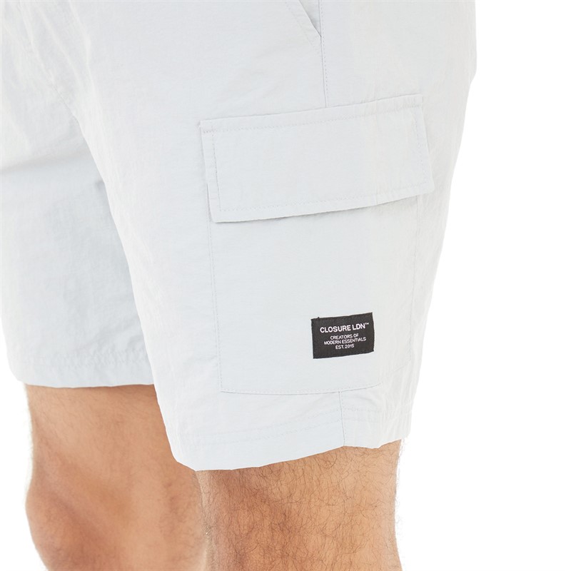 Closure London Mens Cargo Pocket Swim Shorts Grey