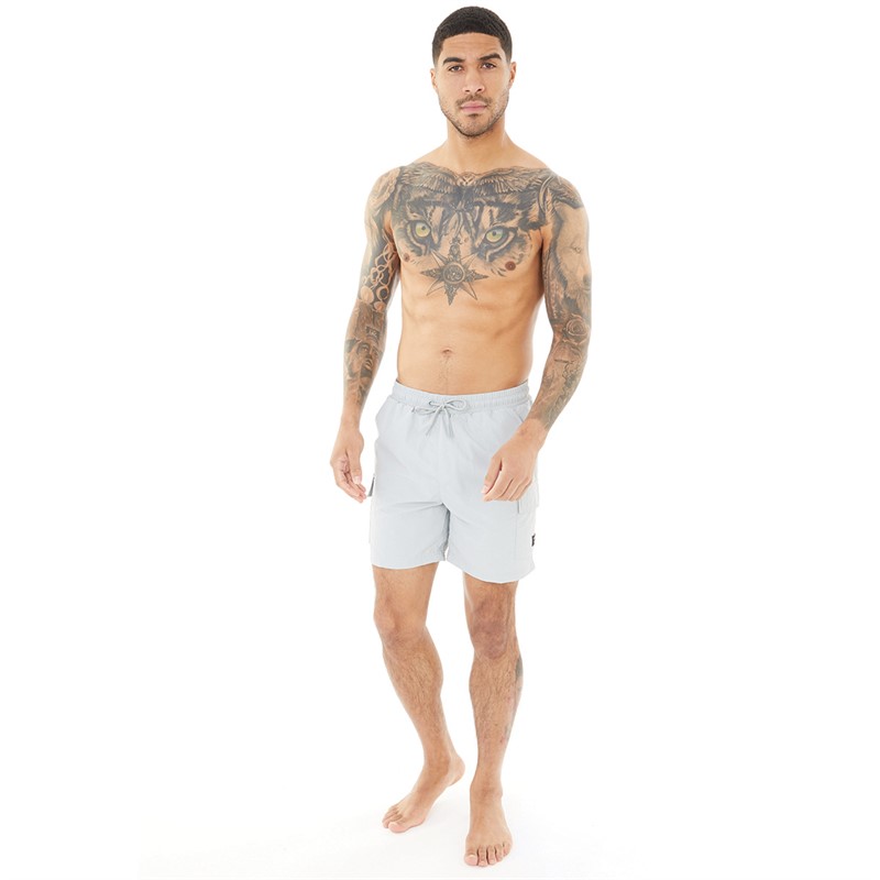 Closure London Mens Cargo Pocket Swim Shorts Grey