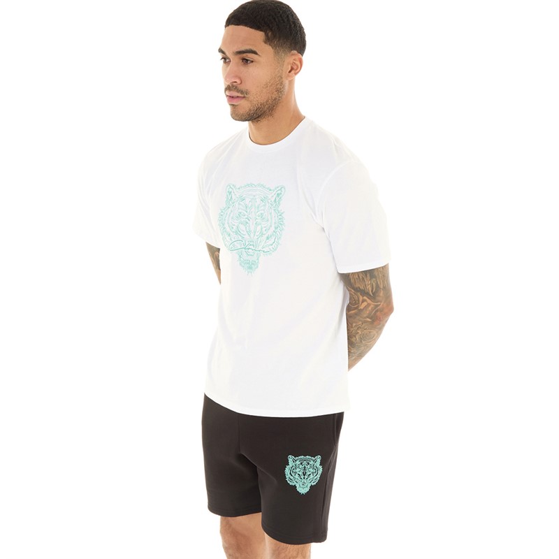 Closure London Mens Fury T-Shirt And Shorts Co-Ord White/Black