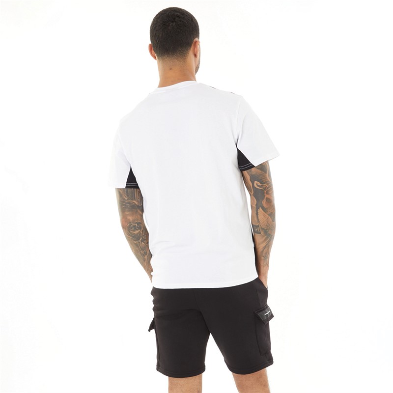 Closure London Mens Cut And Sew Panel T-Shirt And Shorts Co-Ord White/Black