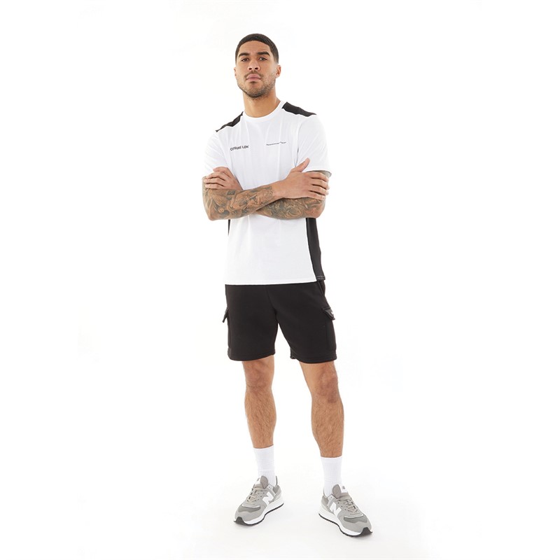 Closure London Mens Cut And Sew Panel T-Shirt And Shorts Co-Ord White/Black