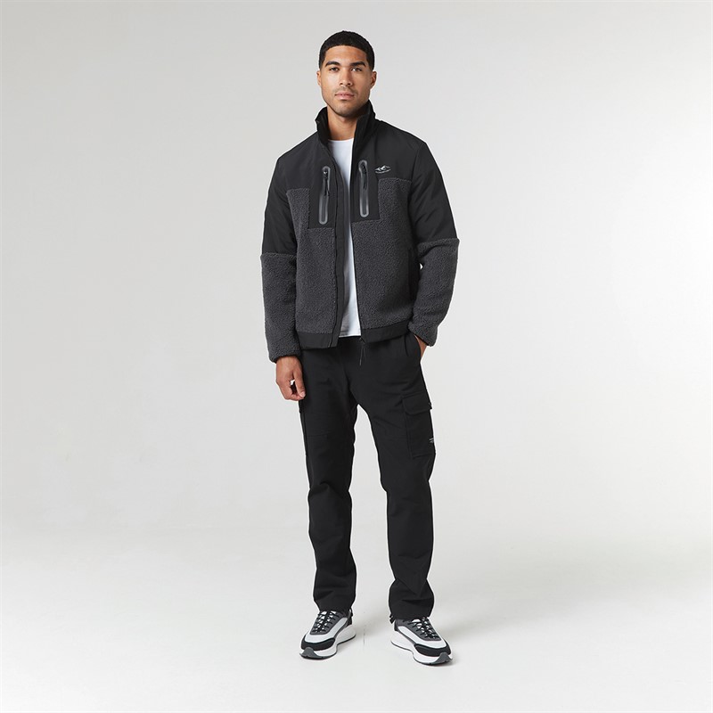 Closure London Mens Borg And Ripstop Panel Jacket Charcoal