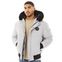 Closure London Mens Fur Hooded Short Puffer Jacket Ice Grey