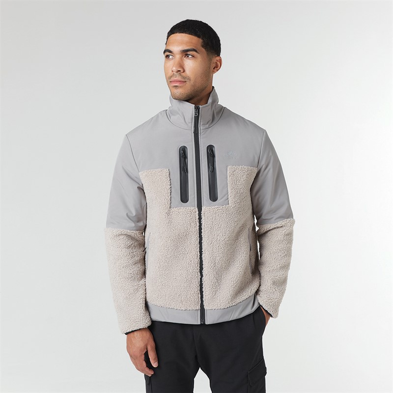 Closure London Mens Borg And Ripstop Panel Jacket Stone