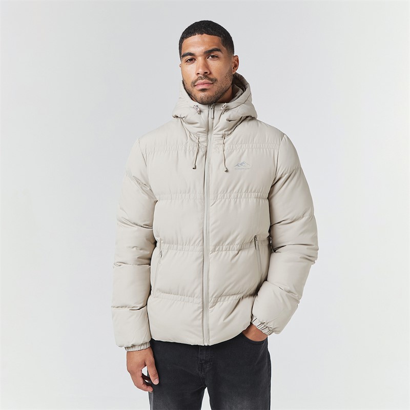 Closure London Mens Logo Racer Puffer Jacket Stone