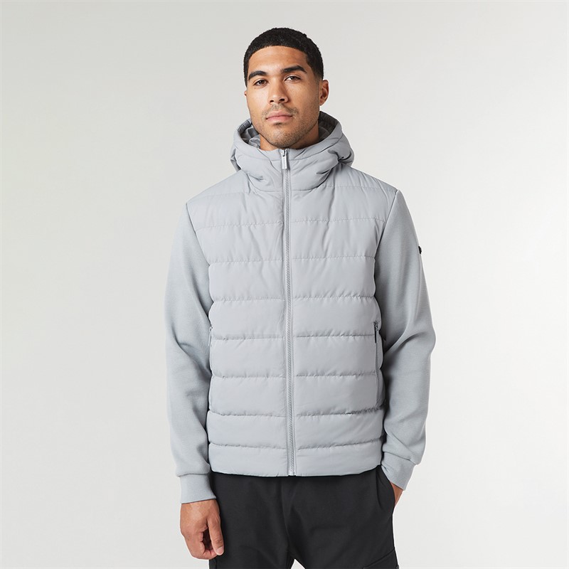 Closure London Mens Hooded Hybrid Jacket Ice Grey