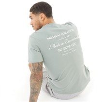 Closure London Mens Stacked Script T-Shirt Sage