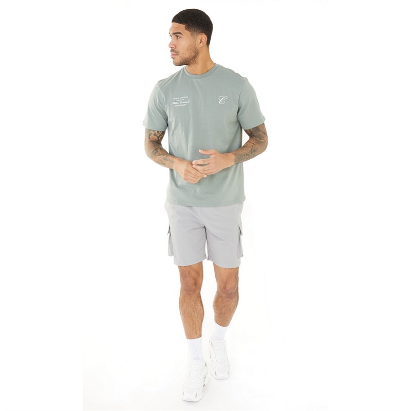 Closure London Mens Stacked Script T-Shirt Sage