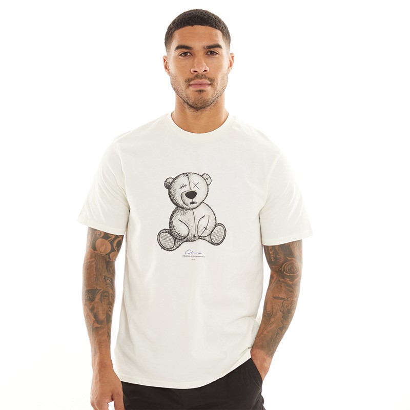 Closure London Mens Sketch Teddy T-Shirt Off White