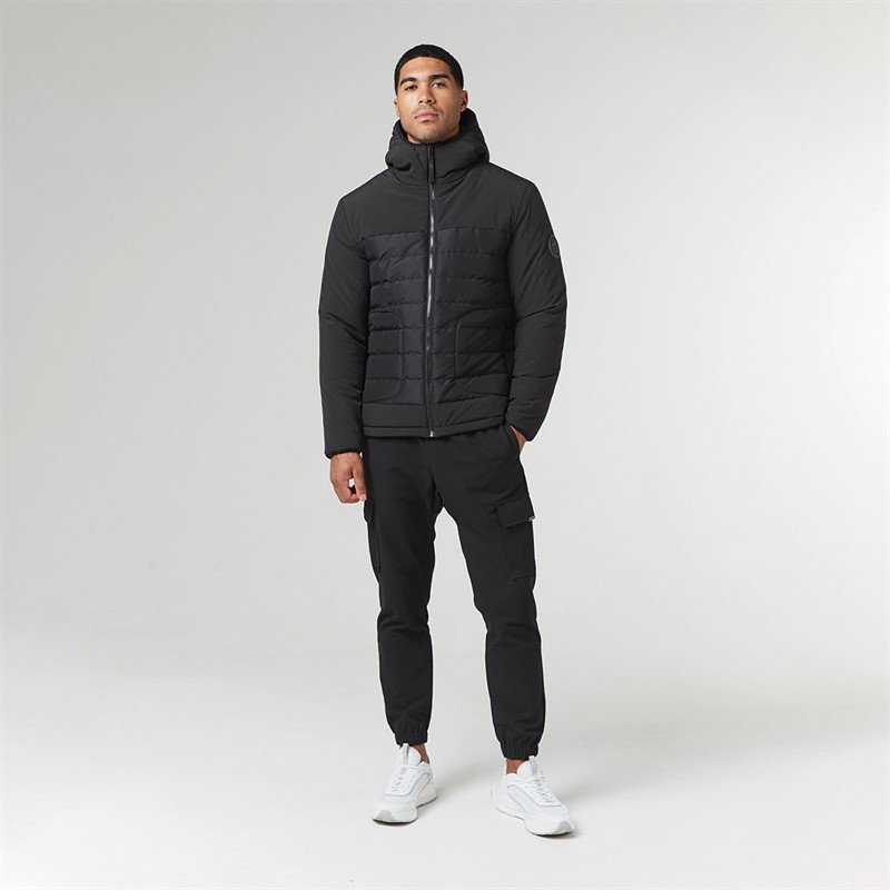 Closure London Mens Contrast Soft Shell And Ripstop Jacket Black