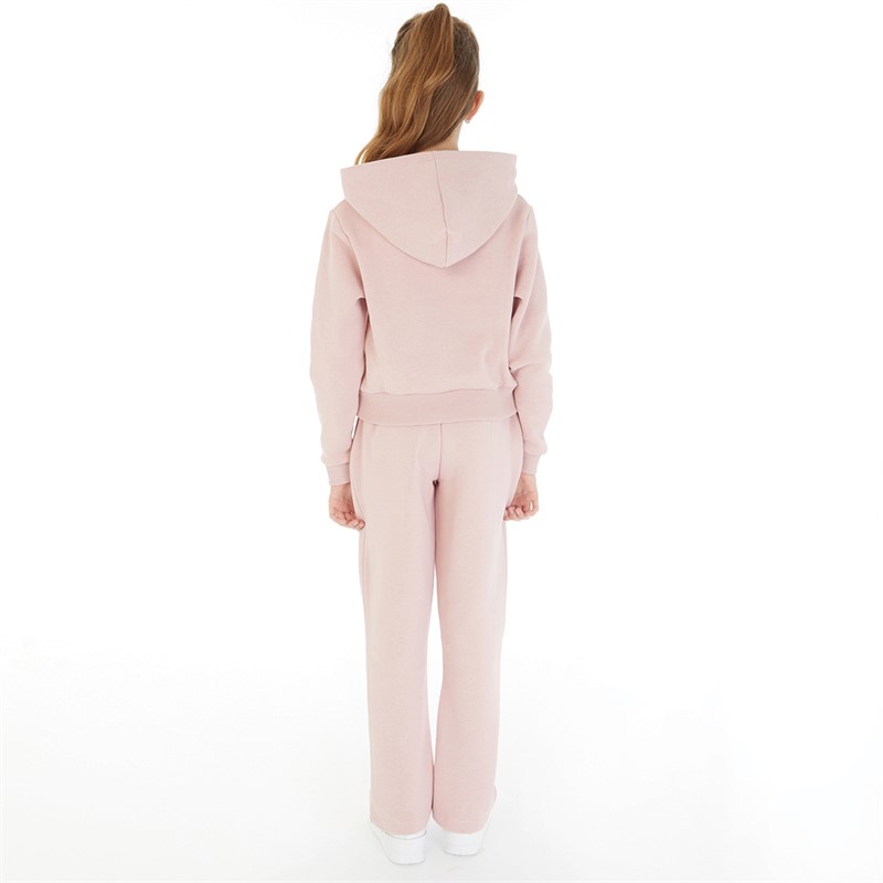 Closure London Girls Branding Hoodie And Wide Leg Joggers Set Dusty Pink