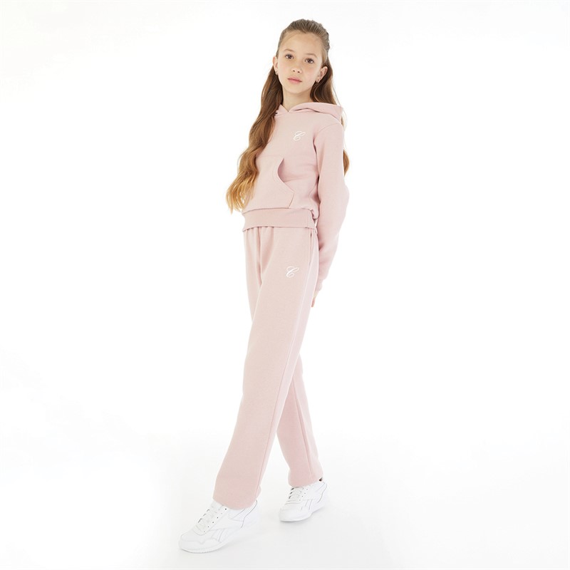 Closure London Girls Branding Hoodie And Wide Leg Joggers Set Dusty Pink