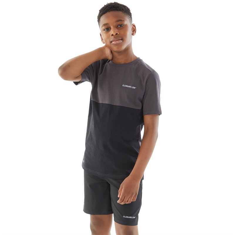 Closure London Boys T-Shirt And Utility Shorts Set Black