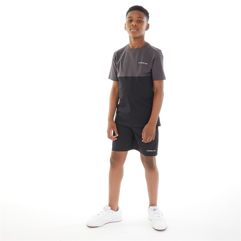 Closure London Boys T-Shirt And Utility Shorts Set Black