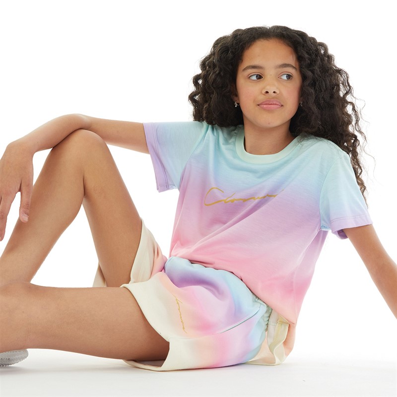 Closure London Girls Rainbow T-Shirt And Shorts Co-Ord Multi