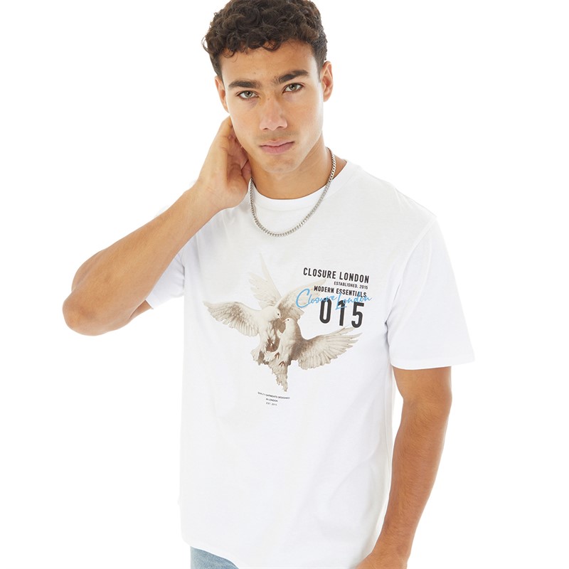 Closure London T-shirt blanc à logo Dove homme