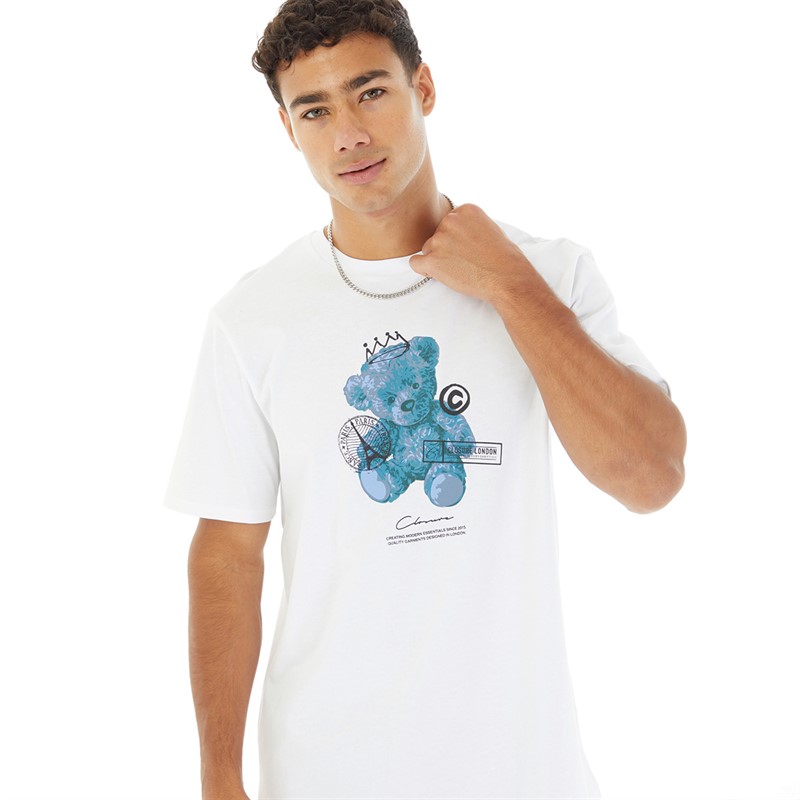 Closure London T-shirt Teddy Homme Multi-Badges Blanc