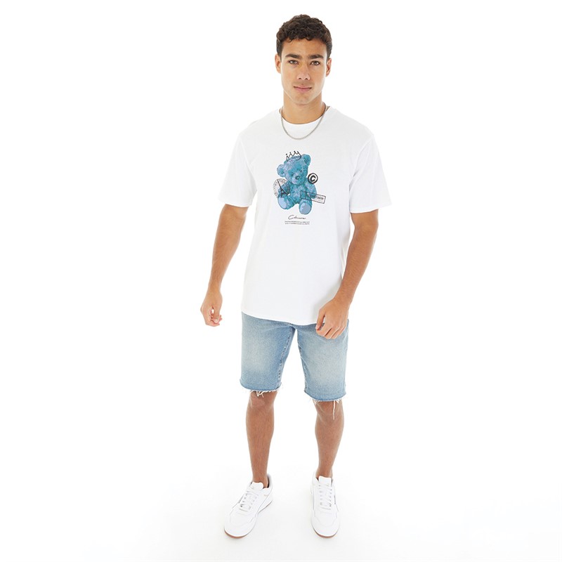 Closure London T-shirt Teddy Homme Multi-Badges Blanc