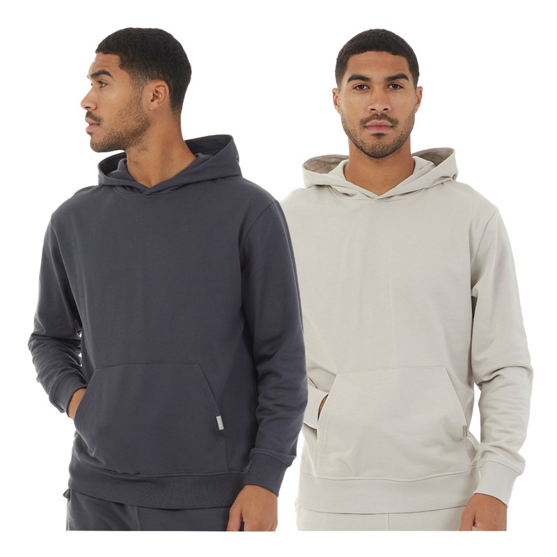 Buy Closure London Mens Two Pack Relaxed Fit Hoodies Charcoal Stone