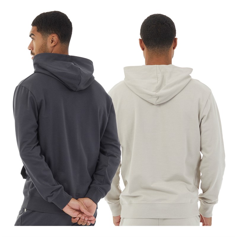 Closure London Mens Two Pack Relaxed Fit Hoodies Charcoal/Stone