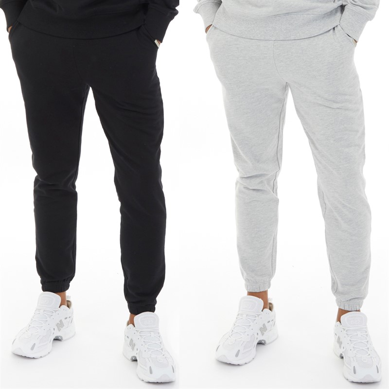 Closure London Mens Two Pack Relaxed Fit Joggers Black/Light Grey Marl