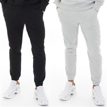 Closure London Mens Two Pack Relaxed Fit Joggers Black/Light Grey Marl