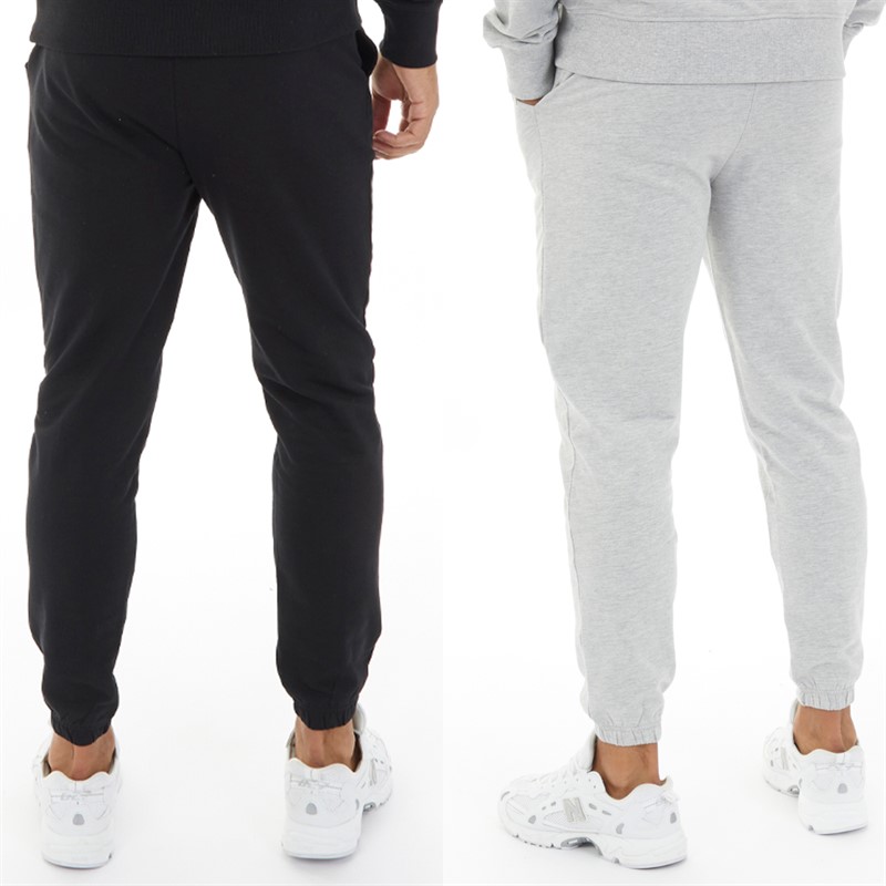 Closure London Mens Two Pack Relaxed Fit Joggers Black/Light Grey Marl