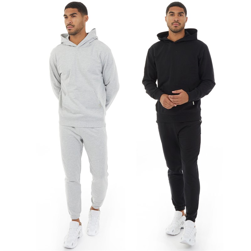 Closure London Mens Two Pack Relaxed Fit Joggers Black/Light Grey Marl