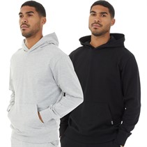 Closure London Mens Two Pack Relaxed Fit Hoodies Black/Light Grey Marl