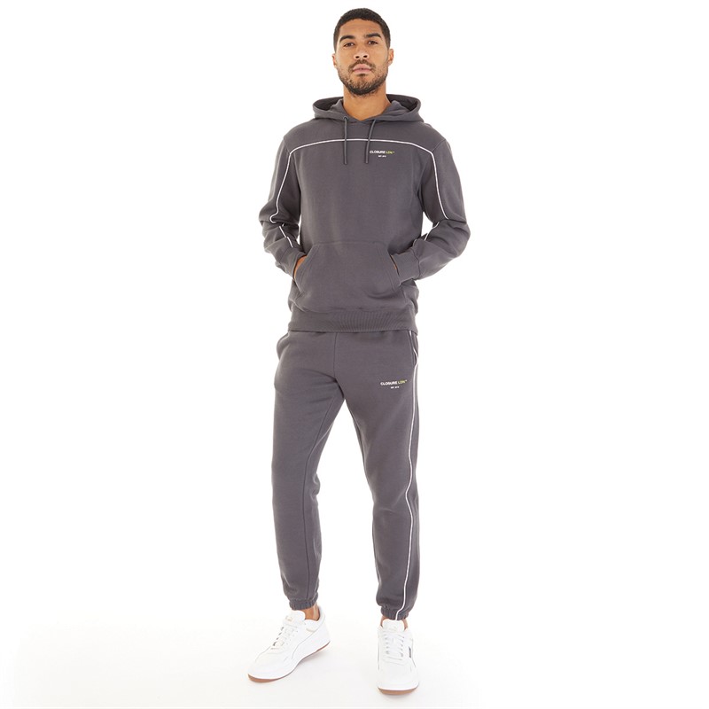 Closure London Mens Multi Logo Piping Tracksuit Charcoal