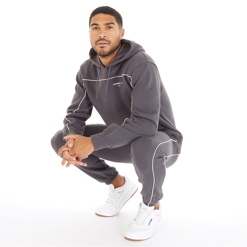 Closure London Mens Multi Logo Piping Tracksuit Charcoal