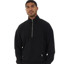 Closure London Mens Relaxed Fit 1/4 Zip Fleece Black