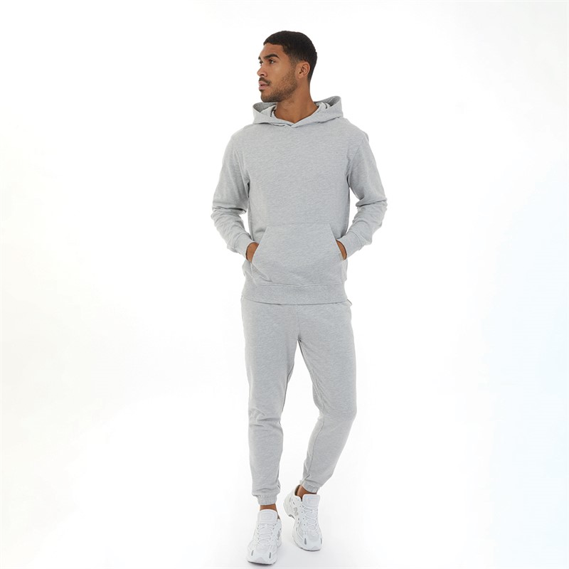 Closure London Mens Relaxed Fit Hoodie Light Grey Marl