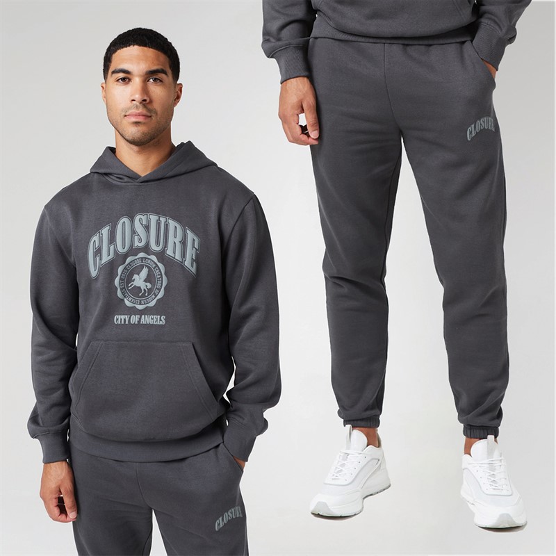 Closure London Mens Vintage Varsity Tracksuit Charcoal