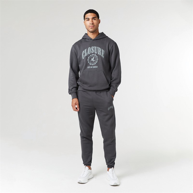 Closure London Mens Vintage Varsity Tracksuit Charcoal