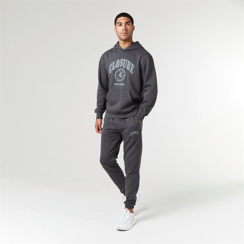 Closure London Mens Vintage Varsity Tracksuit Charcoal