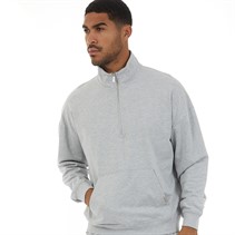 Closure London Mens Relaxed Fit 1/4 Zip Fleece Light Grey Marl