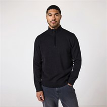 Closure London Mens Funnel Neck 1/2 Zip Jumper Black