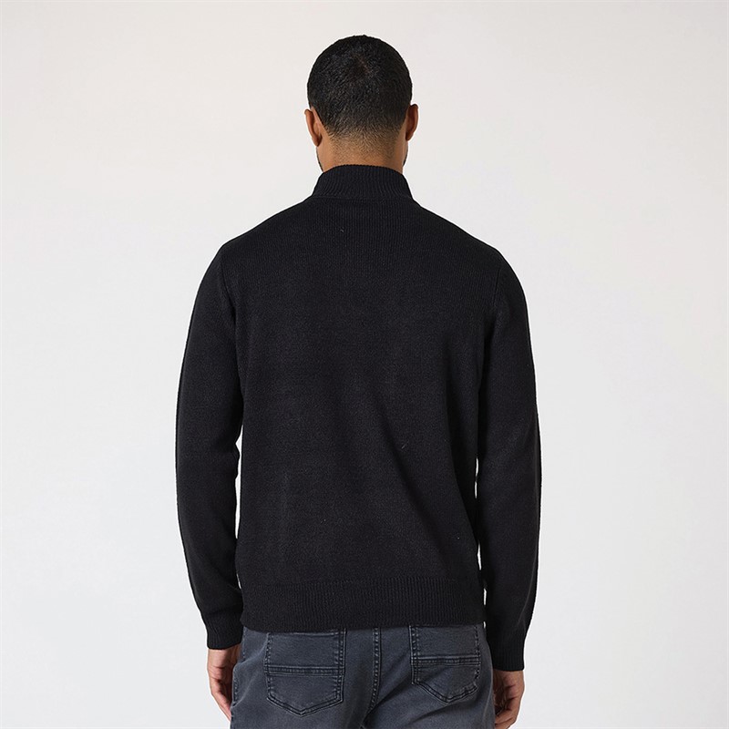 Closure London Mens Funnel Neck 1/2 Zip Jumper Black