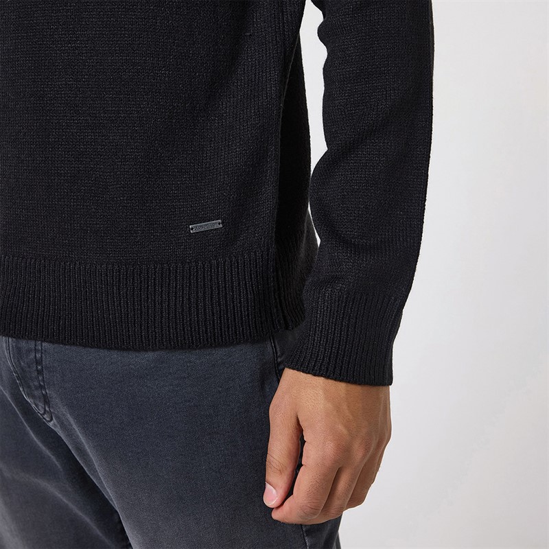 Closure London Mens Funnel Neck 1/2 Zip Jumper Black