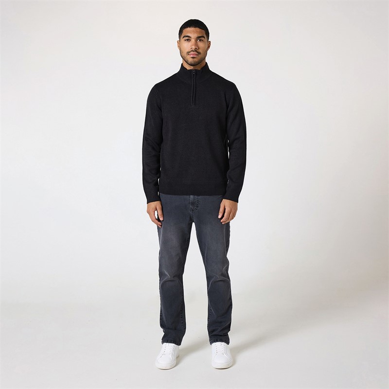 Closure London Mens Funnel Neck 1/2 Zip Jumper Black