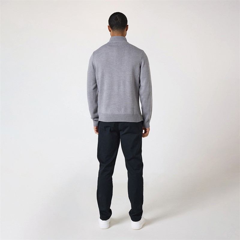 Closure London Mens Funnel Neck 1/2 Zip Jumper Mid Grey